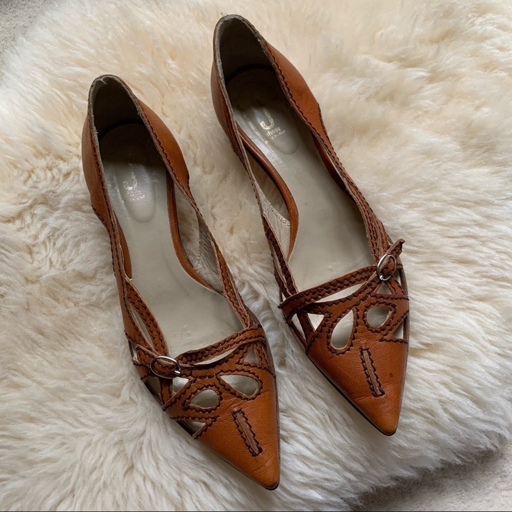 Jolie Shoes Cognac Leather Western Strappy Heels